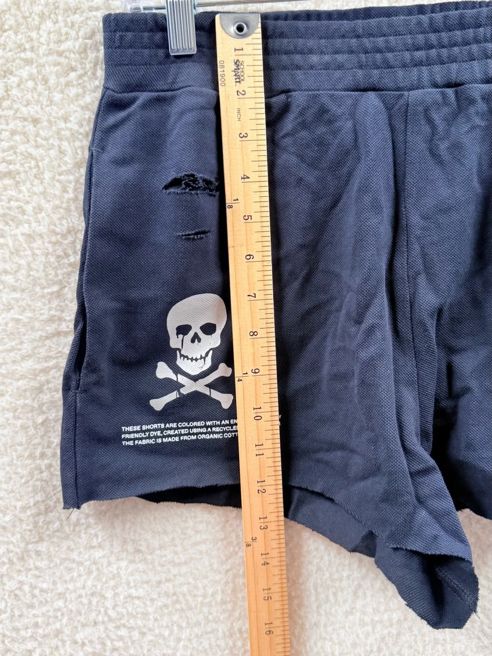 Pangaia Black Skull graphic Distressed short 100% Cotton Size M